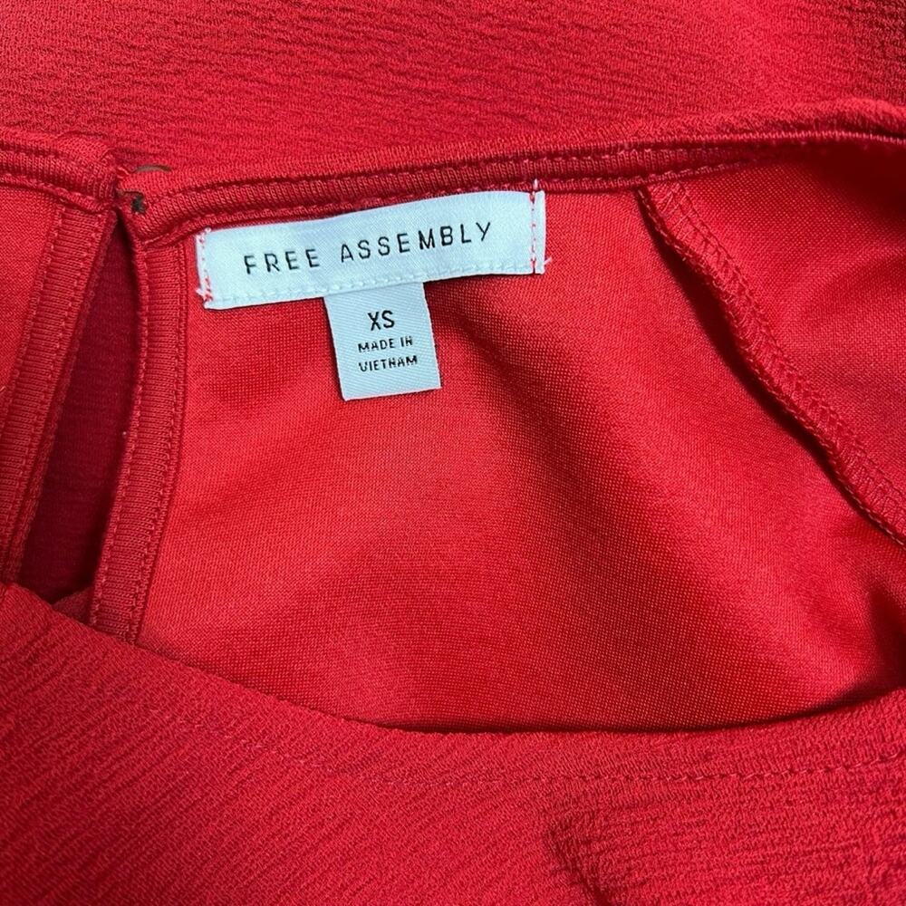 Free Assembly Dress Red Balloon Sleeve Women’s Size XS - Picture 6 of 8